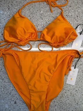 Shade & Shore Tangerine Triangle Bikini Set